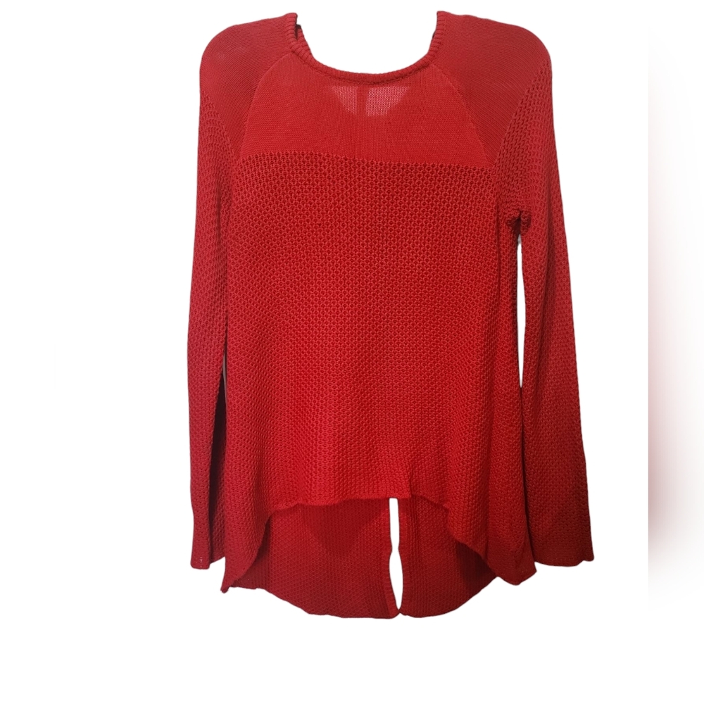 NWOT Sweater Red Zip-Up Hi Low Hem